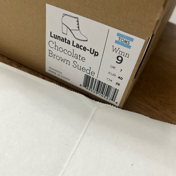 TOMS Lunata Lace Up Bootie in Chocolate Brown Suede - Picture 7 of 9